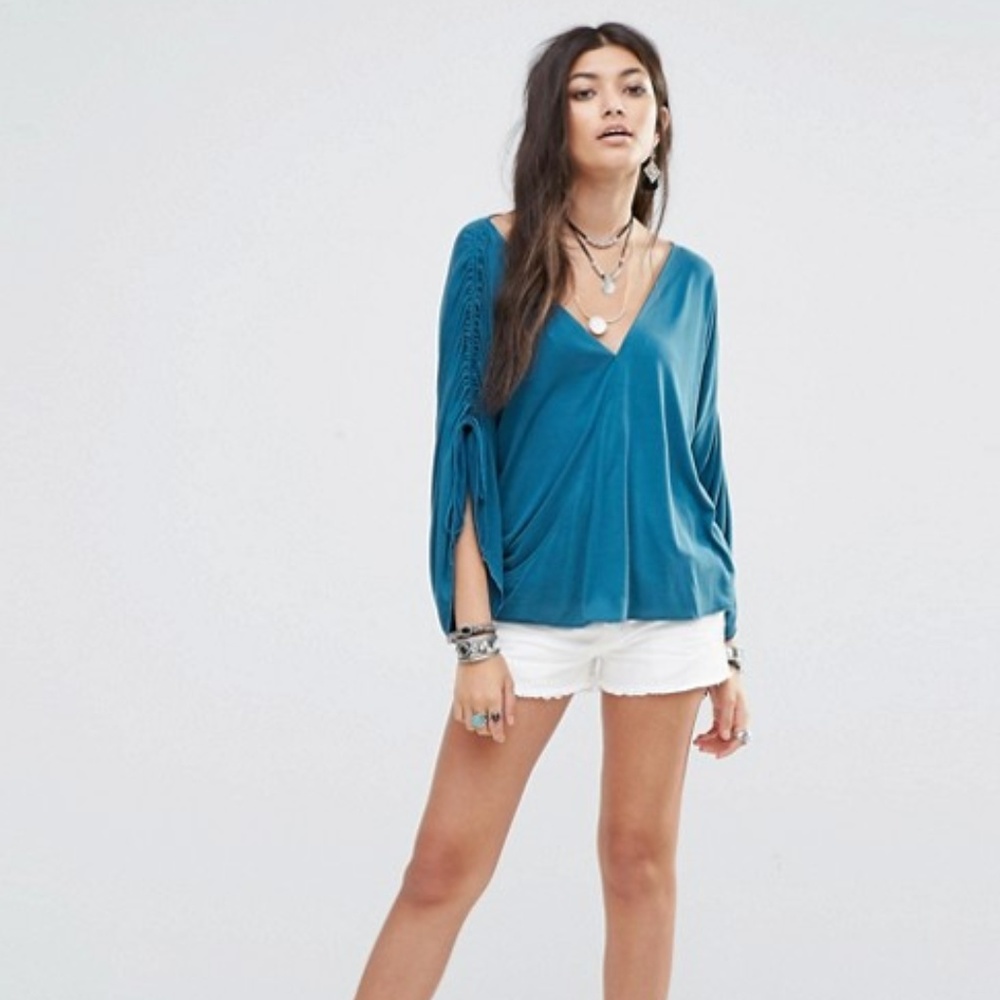 Free People Jade 3/4 Sleeve Boho Top